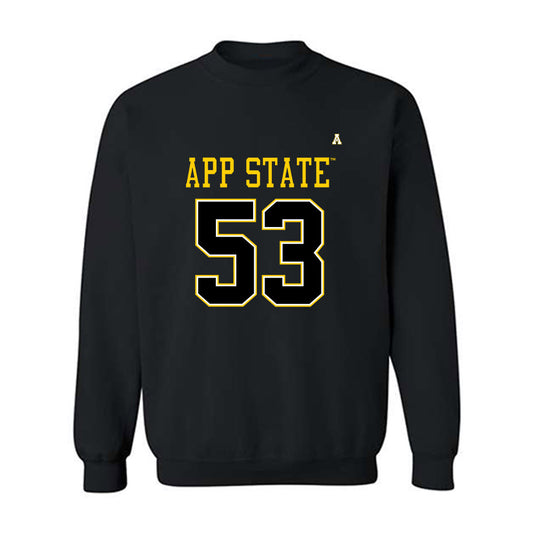 App State - NCAA Football : Jake Ganoe - Black Replica Shersey Sweatshirt