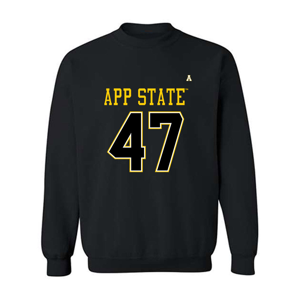 App State - NCAA Football : Carter Everett - Black Replica Shersey Sweatshirt