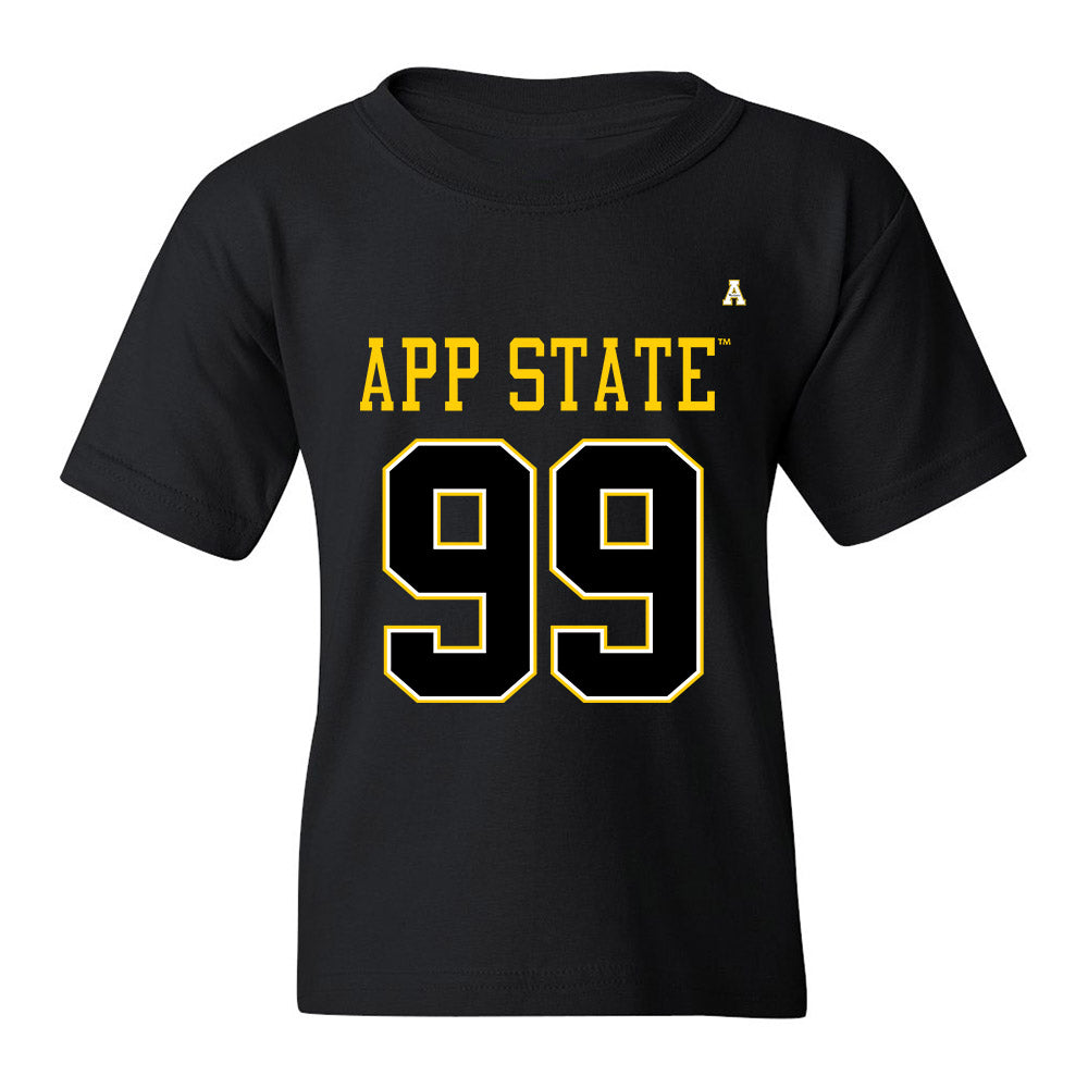 App State - NCAA Football : Michael Hughes - Black Replica Shersey Youth T-Shirt