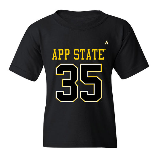 App State - NCAA Football : Jack Scroggs - Black Replica Youth T-Shirt