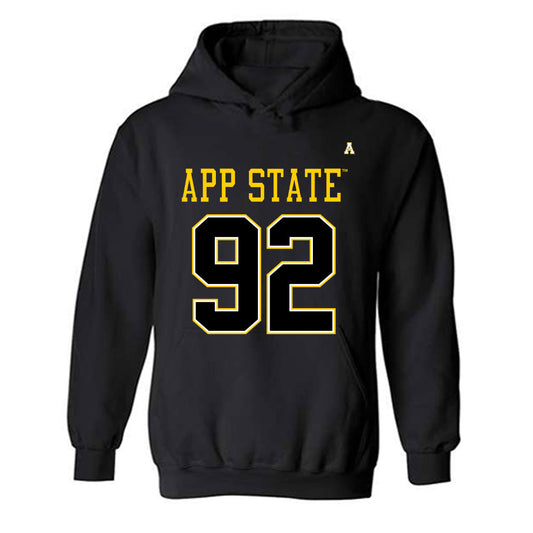 App State - NCAA Football : AJ Mebane - Black Replica Shersey Hooded Sweatshirt