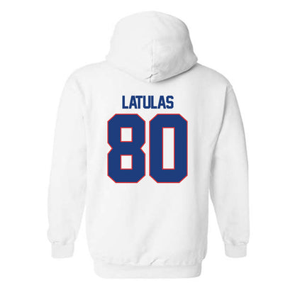 LA Tech - NCAA Football : Dedrick Latulas - White Replica Shersey Hooded Sweatshirt