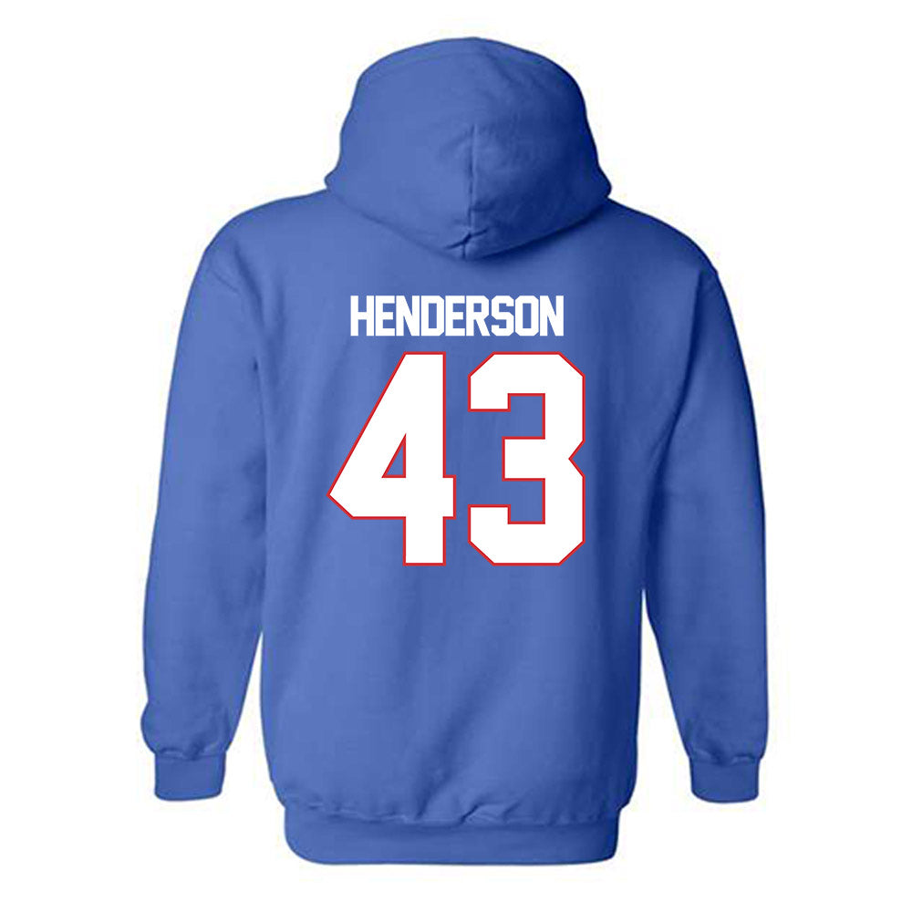 LA Tech - NCAA Football : Drew Henderson - Royal Replica Shersey Hooded Sweatshirt