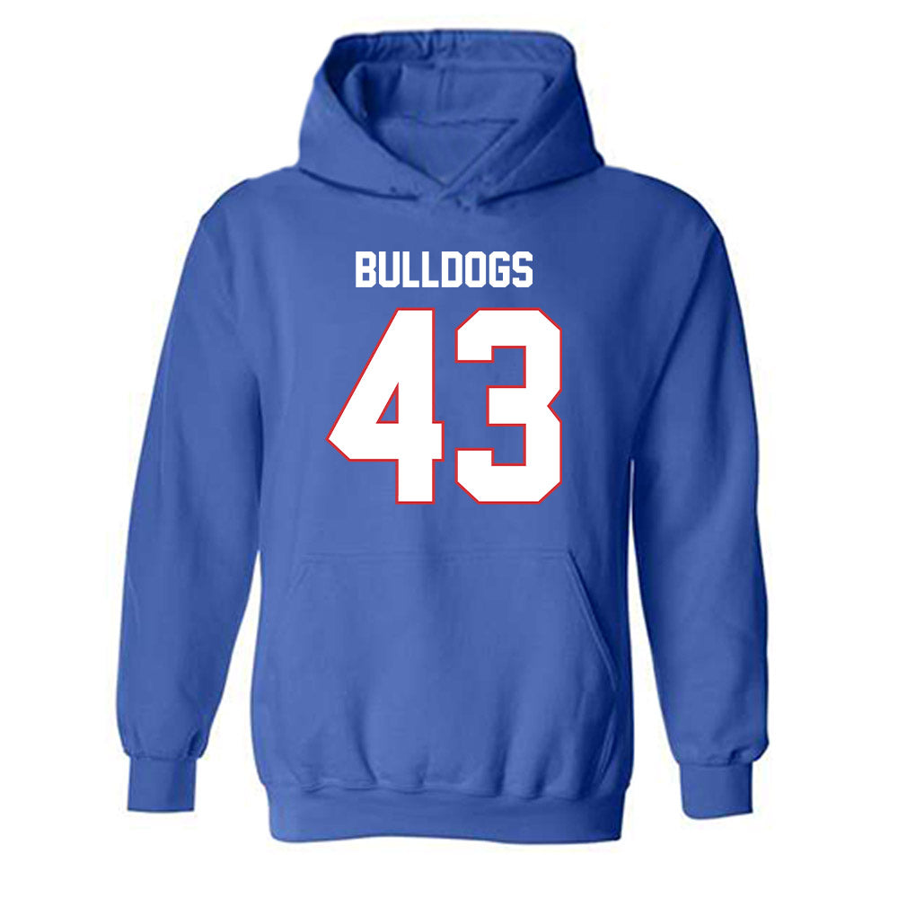 LA Tech - NCAA Football : Drew Henderson - Royal Replica Shersey Hooded Sweatshirt