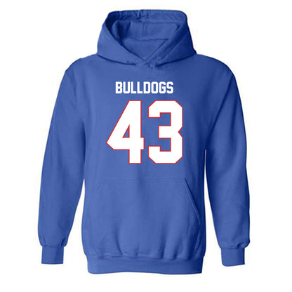 LA Tech - NCAA Football : Drew Henderson - Royal Replica Shersey Hooded Sweatshirt