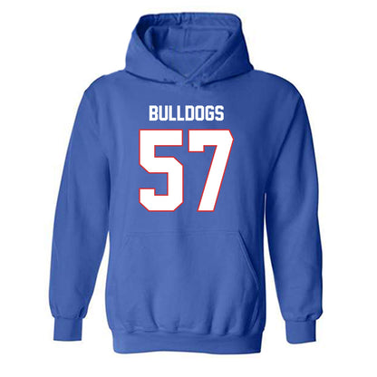 LA Tech - NCAA Football : Jadon Smith - Royal Replica Shersey Hooded Sweatshirt