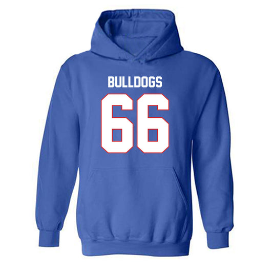 LA Tech - NCAA Football : Jamarion Kennedy - Royal Replica Shersey Hooded Sweatshirt