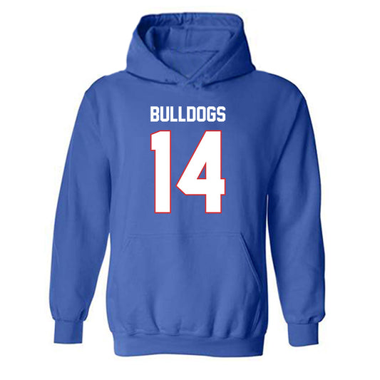 LA Tech - NCAA Football : Cameron Hill - Royal Replica Shersey Hooded Sweatshirt