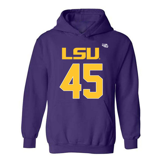 LSU - NCAA Football : Jake Davis - Hooded Sweatshirt Replica Shersey