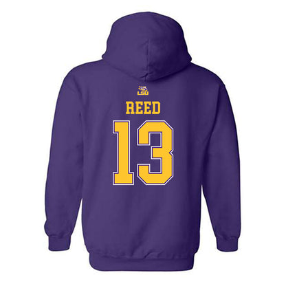 LSU - NCAA Men's Basketball : Jalen Reed - Hooded Sweatshirt Replica Shersey