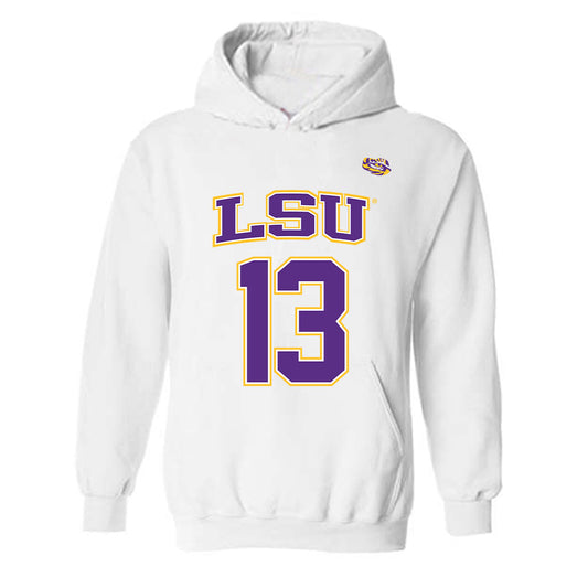 LSU - NCAA Men's Basketball : Jalen Reed - Hooded Sweatshirt Replica Shersey