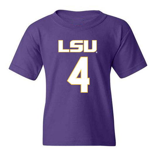 LSU - NCAA Women's Basketball : Flaujae Johnson - Youth T-Shirt Replica Shersey