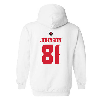 Louisiana - NCAA Football : Jaydon Johnson - White Replica Shersey Hooded Sweatshirt