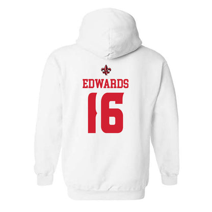 Louisiana - NCAA Football : kailep Edwards - White Replica Shersey Hooded Sweatshirt