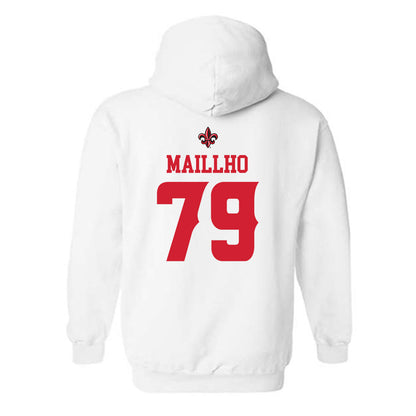 Louisiana - NCAA Football : Mackey Maillho - White Replica Shersey Hooded Sweatshirt