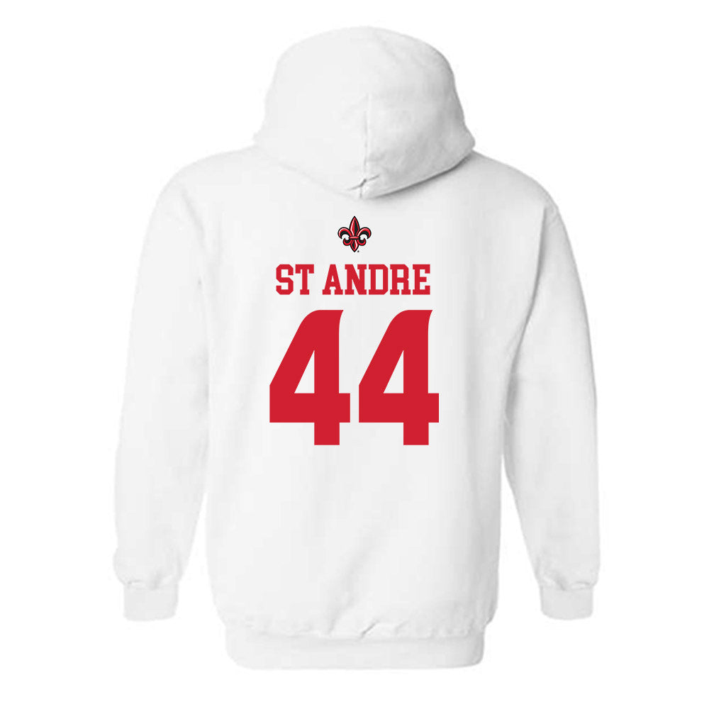 Louisiana - NCAA Football : Jake St Andre - White Replica Shersey Hooded Sweatshirt