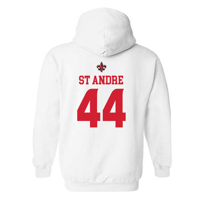 Louisiana - NCAA Football : Jake St Andre - White Replica Shersey Hooded Sweatshirt