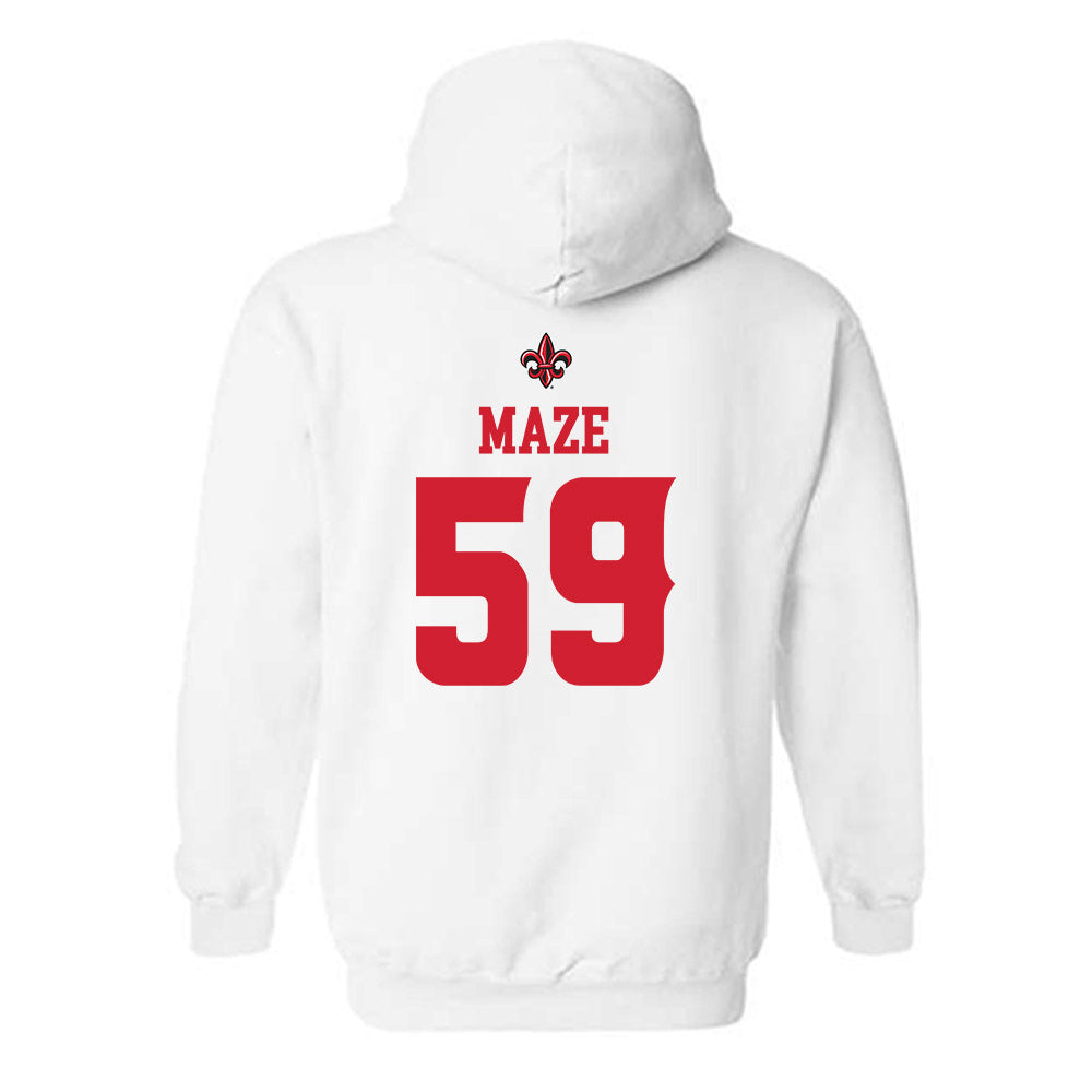 Louisiana - NCAA Football : Wesley Maze - White Replica Shersey Hooded Sweatshirt