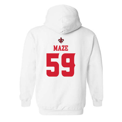 Louisiana - NCAA Football : Wesley Maze - White Replica Shersey Hooded Sweatshirt