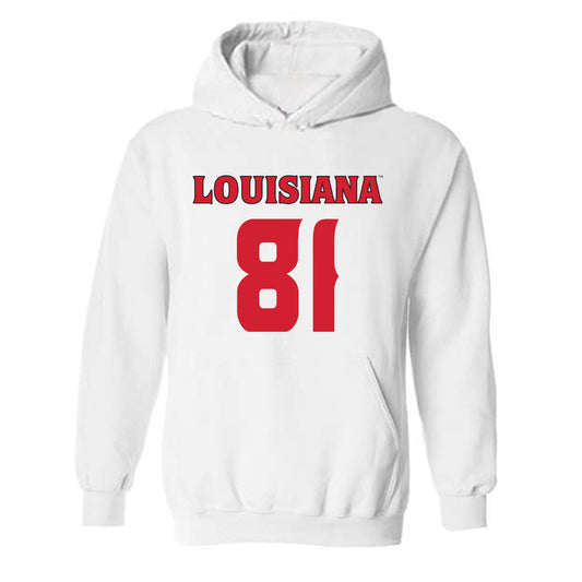 Louisiana - NCAA Football : Jaydon Johnson - White Replica Shersey Hooded Sweatshirt