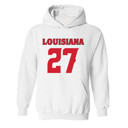 Louisiana - NCAA Football : Key'Savalyn Barnes - White Replica Shersey Hooded Sweatshirt