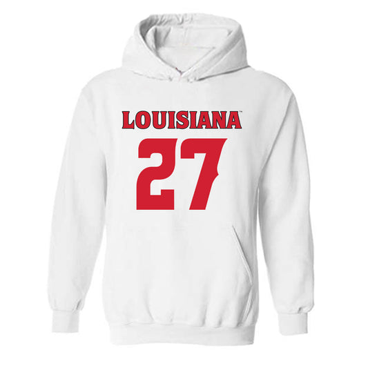 Louisiana - NCAA Football : Key'Savalyn Barnes - White Replica Shersey Hooded Sweatshirt