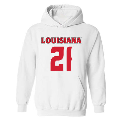Louisiana - NCAA Football : Zylan Perry - White Replica Shersey Hooded Sweatshirt