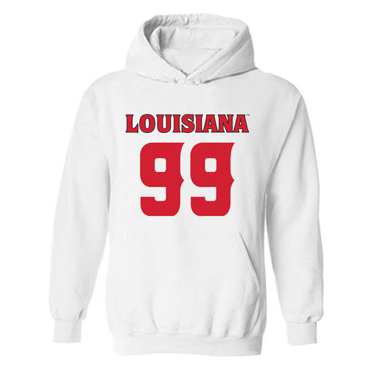Louisiana - NCAA Football : Marcus Wiser - White Replica Shersey Hooded Sweatshirt