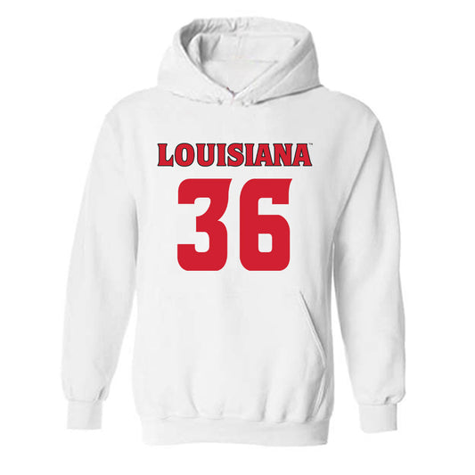 Louisiana - NCAA Football : Gavin Royer - White Replica Shersey Hooded Sweatshirt