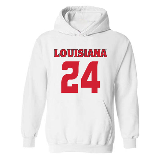 Louisiana - NCAA Football : Pearse Migl - White Replica Shersey Hooded Sweatshirt