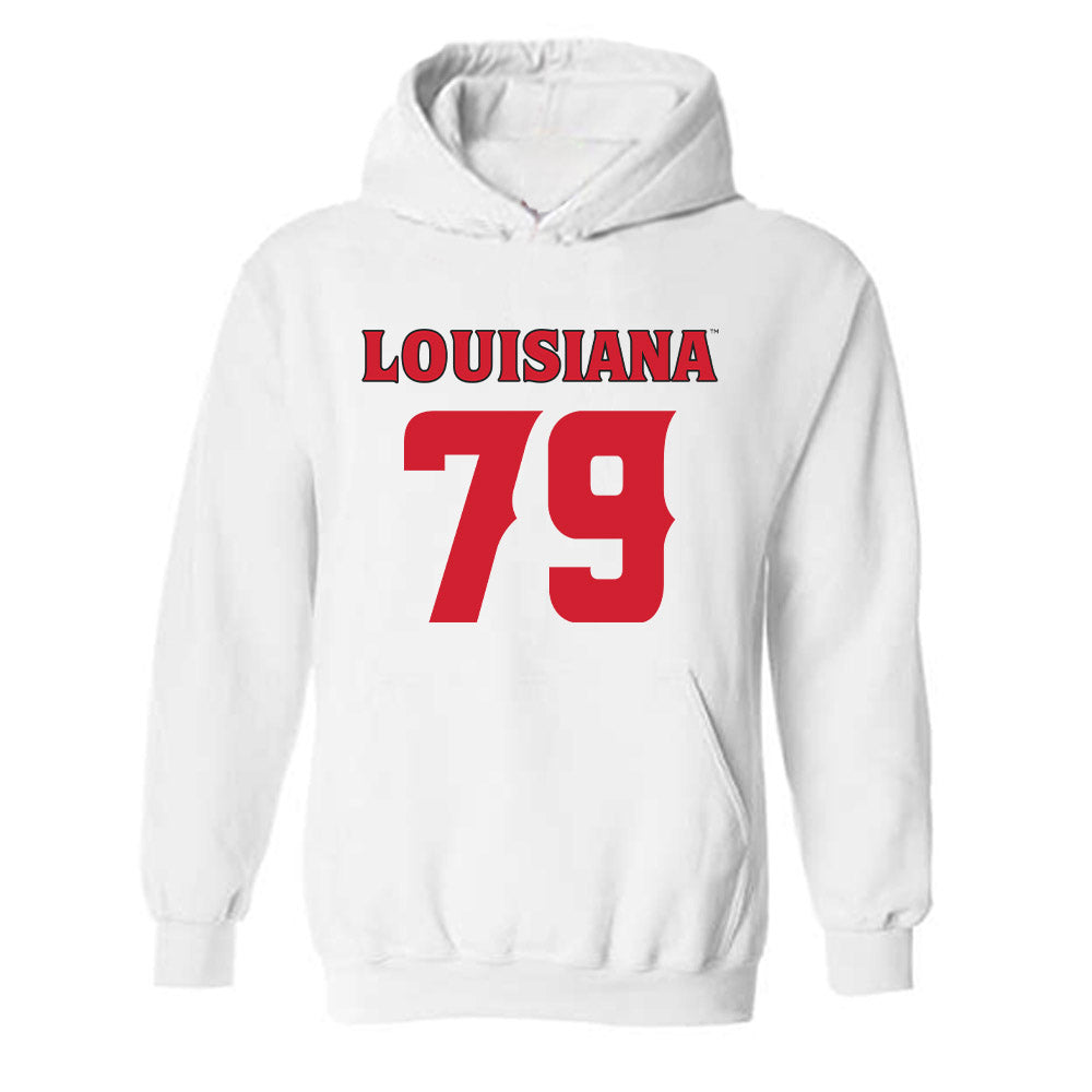 Louisiana - NCAA Football : Mackey Maillho - White Replica Shersey Hooded Sweatshirt