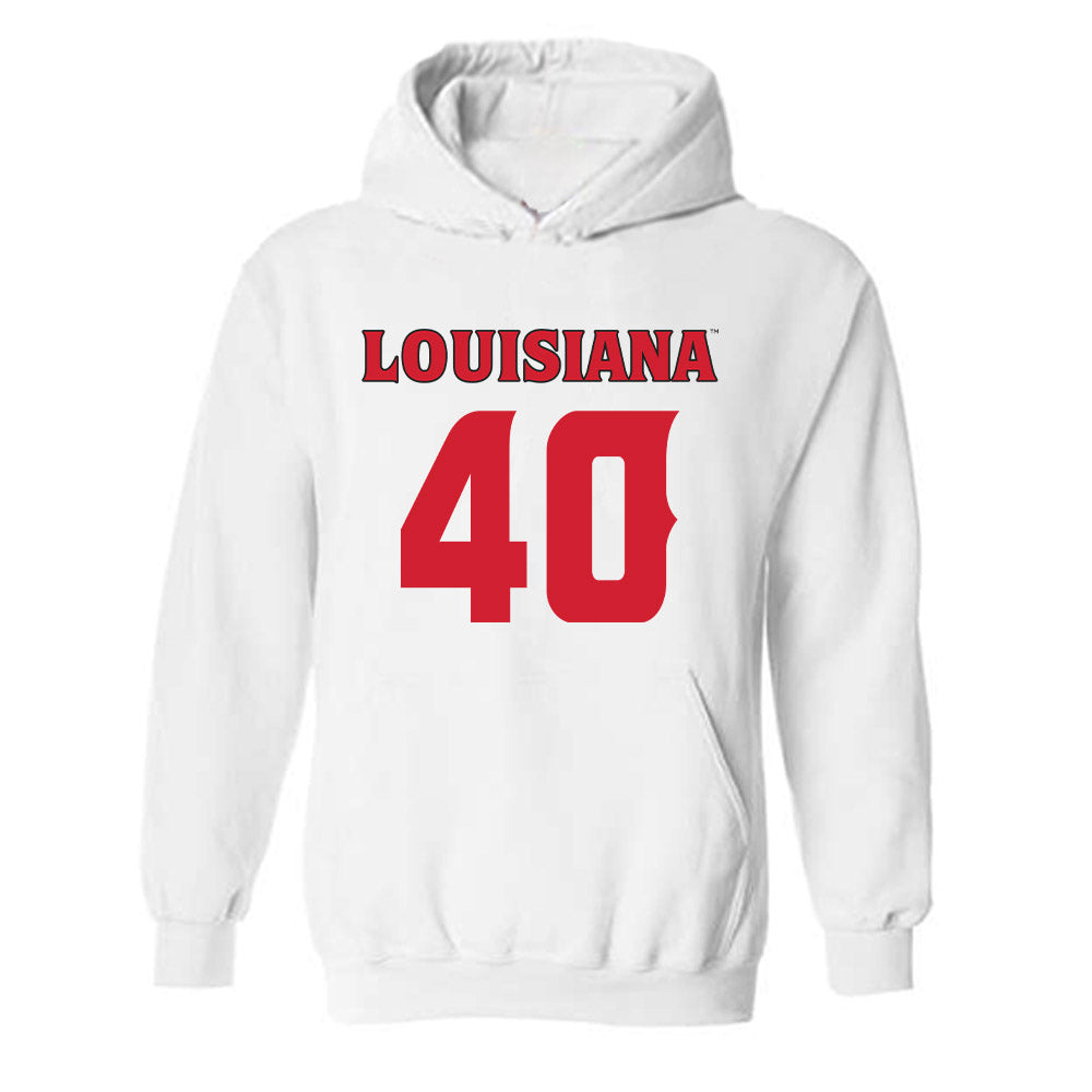 Louisiana - NCAA Football : Logan Klotz - White Replica Shersey Hooded Sweatshirt