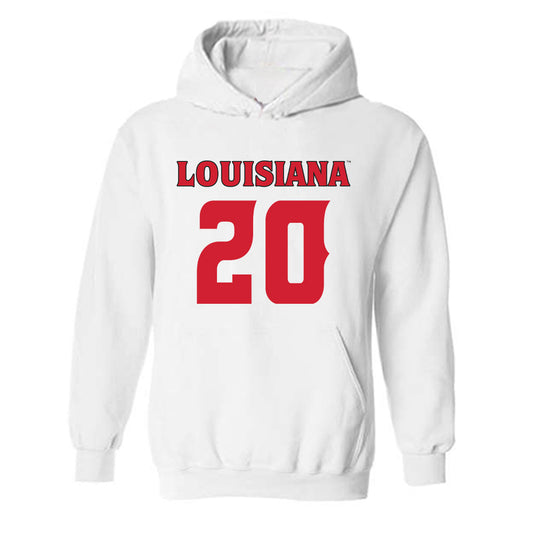 Louisiana - NCAA Football : Jalen Clark - White Replica Shersey Hooded Sweatshirt