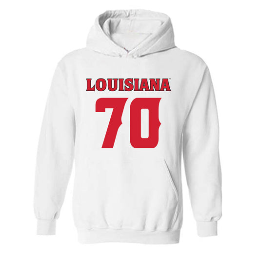 Louisiana - NCAA Football : Jax Harrington - White Replica Shersey Hooded Sweatshirt