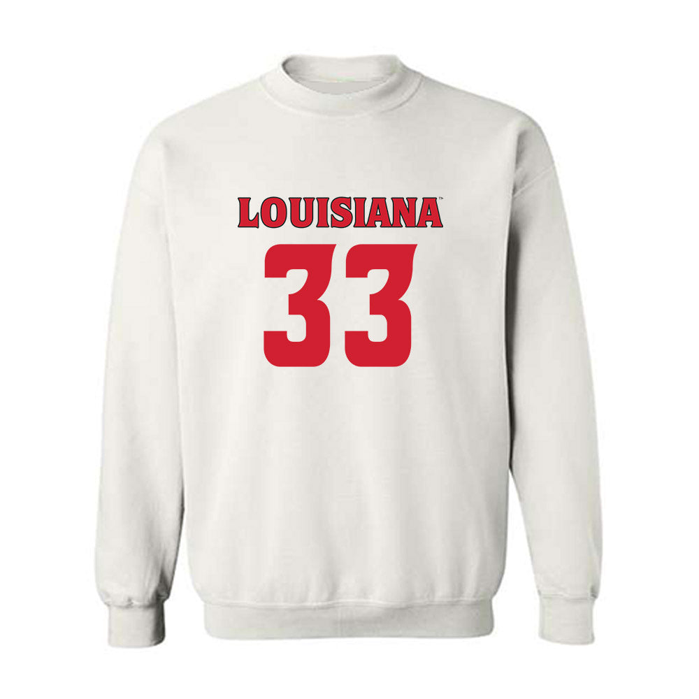Louisiana - NCAA Football : Tyler Guidry - White Replica Shersey Sweatshirt