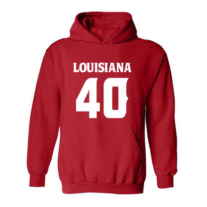 Louisiana - NCAA Football : Logan Klotz - Red Replica Shersey Hooded Sweatshirt