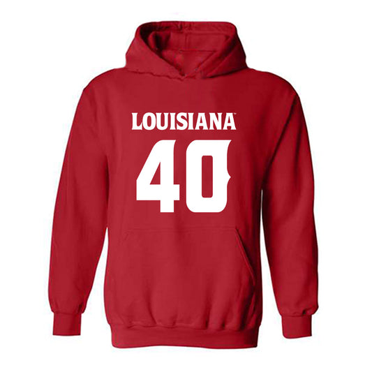 Louisiana - NCAA Football : Logan Klotz - Red Replica Shersey Hooded Sweatshirt