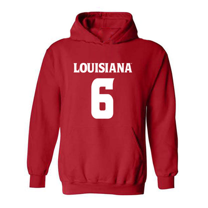 Louisiana - NCAA Football : Kaleb Carter - Red Replica Shersey Hooded Sweatshirt