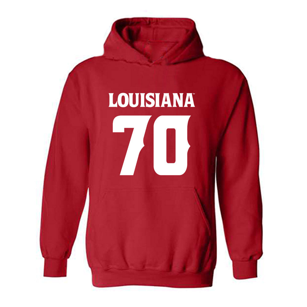 Louisiana - NCAA Football : Jax Harrington - Red Replica Shersey Hooded Sweatshirt