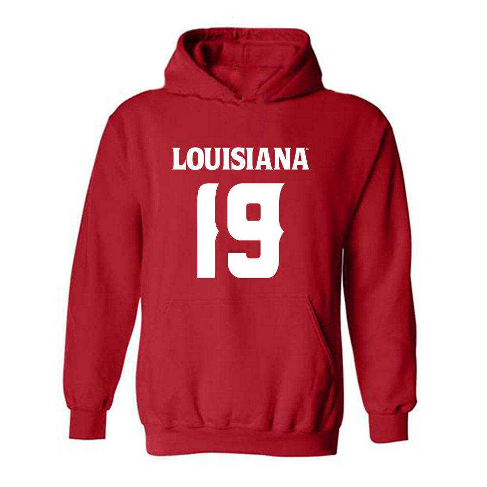 Louisiana - NCAA Football : Dale Martin III - Red Replica Shersey Hooded Sweatshirt