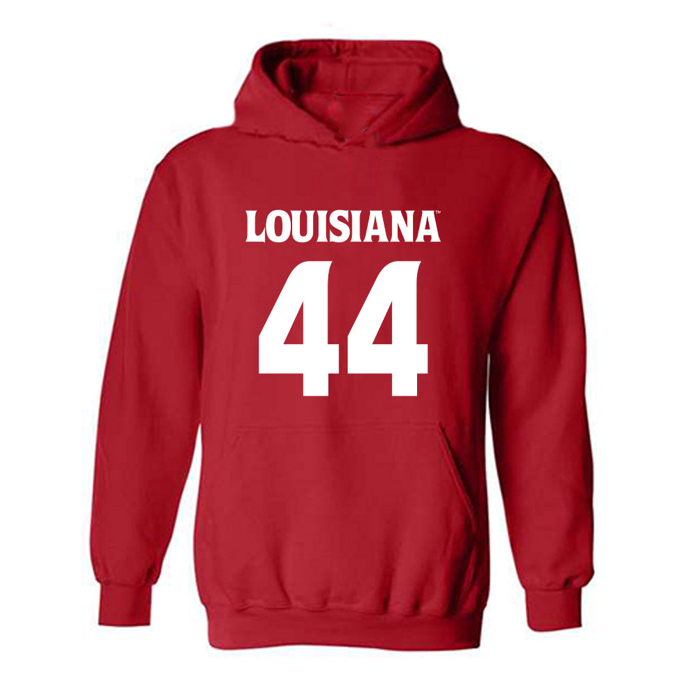 Louisiana - NCAA Football : Jake St Andre - Red Replica Shersey Hooded Sweatshirt