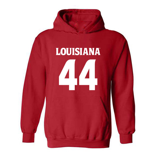 Louisiana - NCAA Football : Jake St Andre - Red Replica Shersey Hooded Sweatshirt