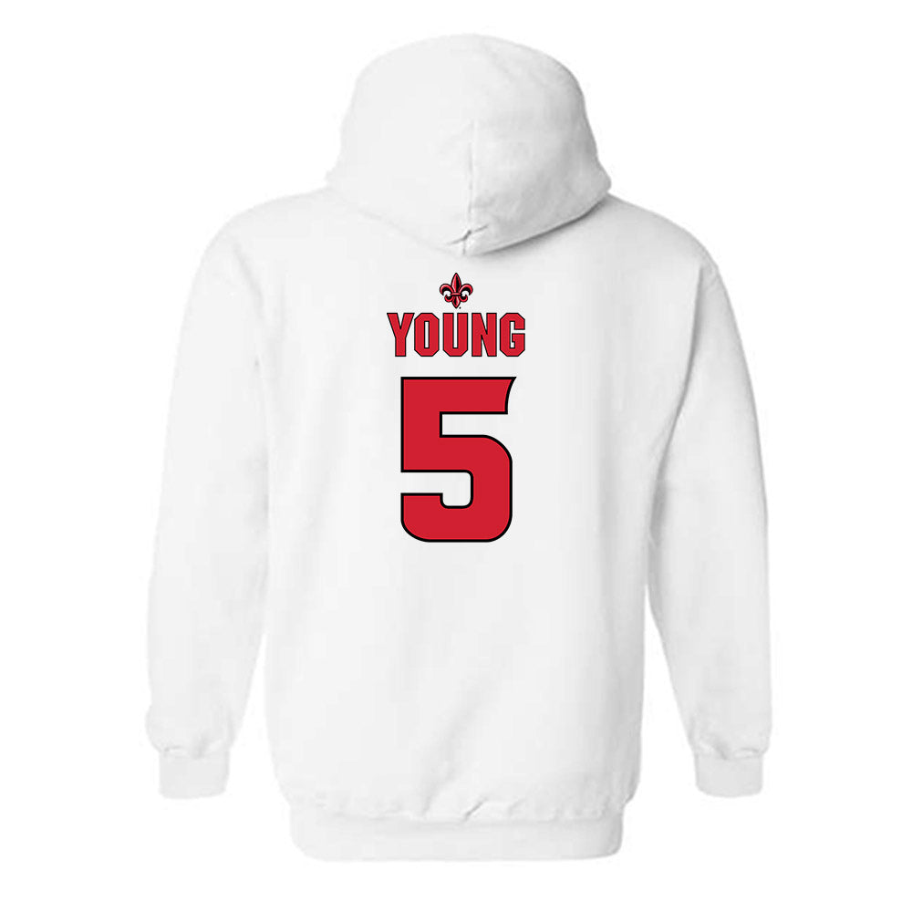 Louisiana - NCAA Women's Volleyball : Carsen Young - White Replica Shersey Hooded Sweatshirt