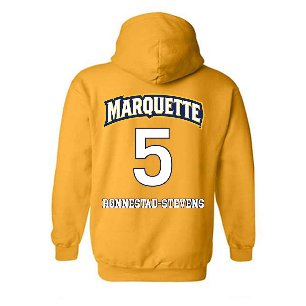 Marquette - NCAA Men's Soccer : Tristan Ronnestad-Stevens - Gold Replica Shersey Hooded Sweatshirt