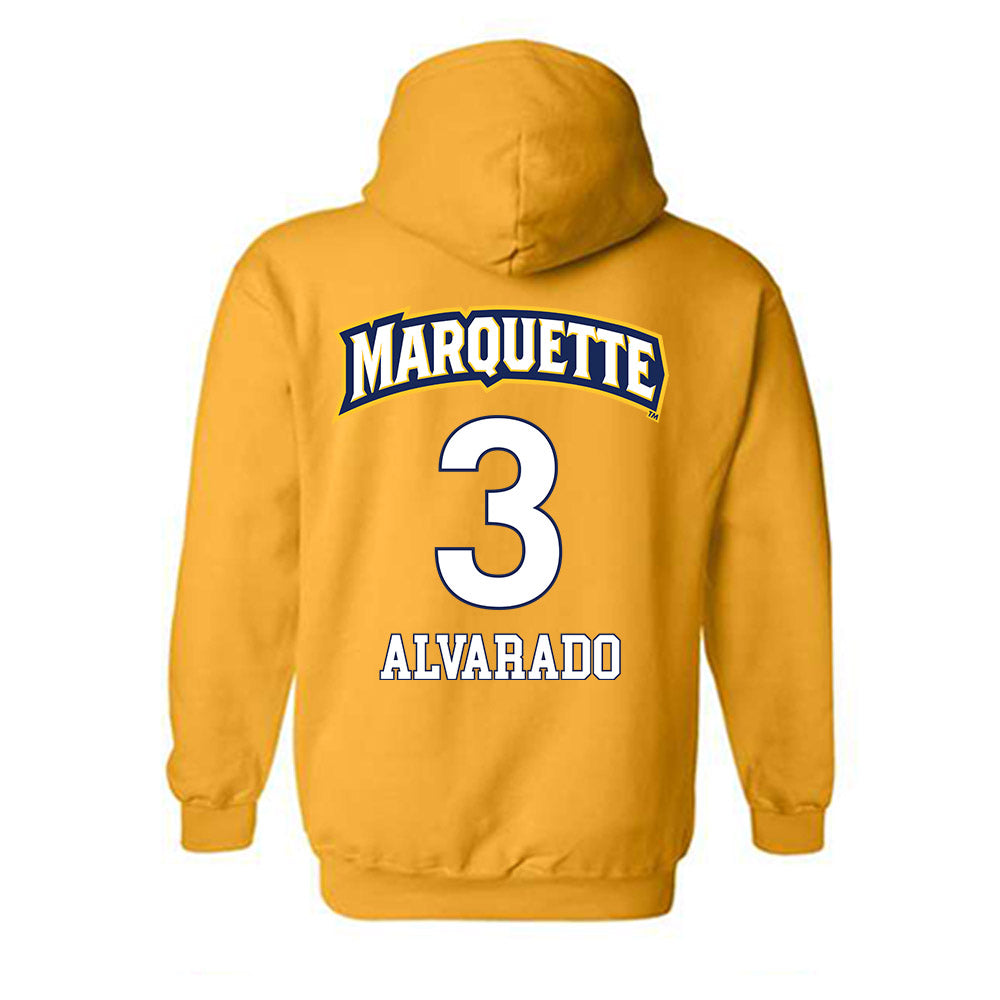 Marquette - NCAA Men's Soccer : Diegoarmando Alvarado - Gold Replica Shersey Hooded Sweatshirt