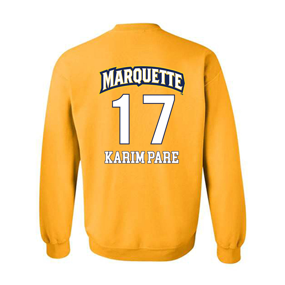 Marquette - NCAA Men's Soccer : Abdoul Karim Pare - Gold Replica Shersey Sweatshirt