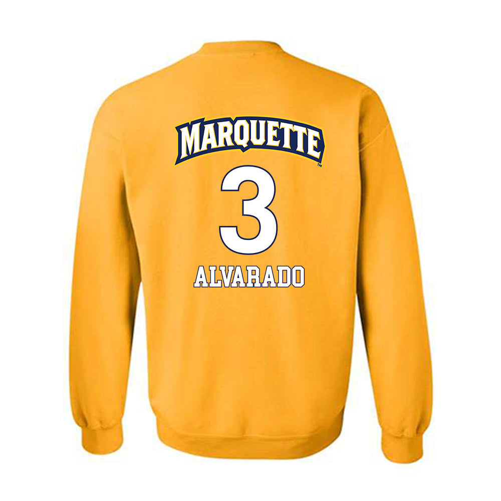 Marquette - NCAA Men's Soccer : Diegoarmando Alvarado - Gold Replica Shersey Sweatshirt