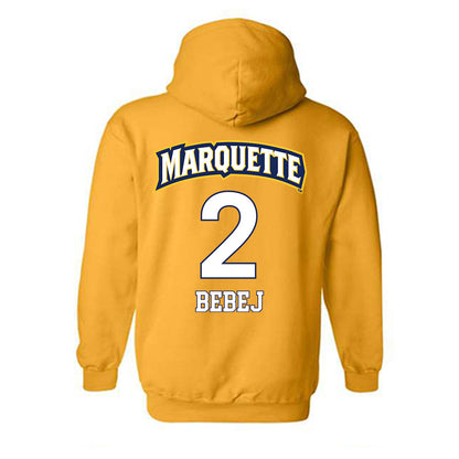 Marquette - NCAA Men's Soccer : Kyle Bebej - Gold Replica Shersey Hooded Sweatshirt