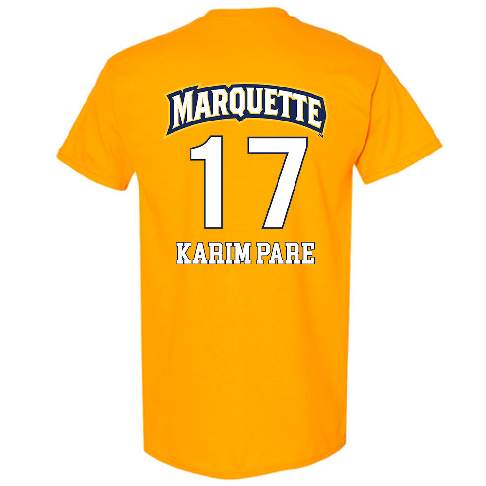 Marquette - NCAA Men's Soccer : Abdoul Karim Pare - Gold Replica Shersey Short Sleeve T-Shirt