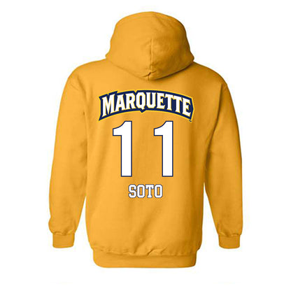 Marquette - NCAA Men's Soccer : Heriberto Soto - Gold Replica Shersey Hooded Sweatshirt